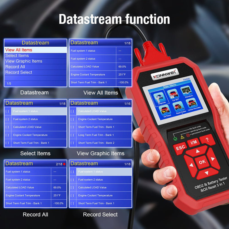 KONNWEI KW890 Battery Tester Car OBDII Oil Service Light Reset Tool OBD2 Scanner Car Professional Automotive Code Reader Diagnose Tool - Edragonmall.com