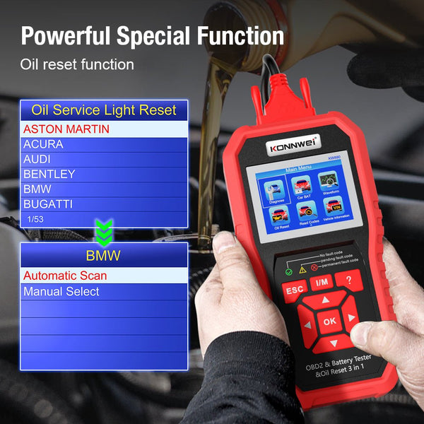 KONNWEI KW890 Battery Tester Car OBDII Oil Service Light Reset Tool OBD2 Scanner Car Professional Automotive Code Reader Diagnose Tool - Edragonmall.com