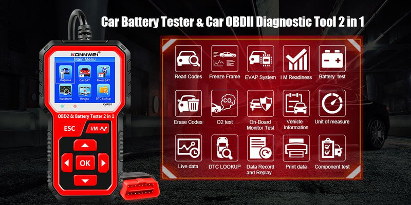 KW681 Car & Motorcycle Battery Tester OBDII Diagnostic Scann - Edragonmall.com