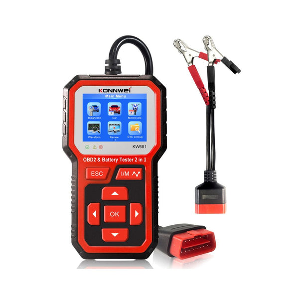 KW681 Car & Motorcycle Battery Tester OBDII Diagnostic Scann - Edragonmall.com