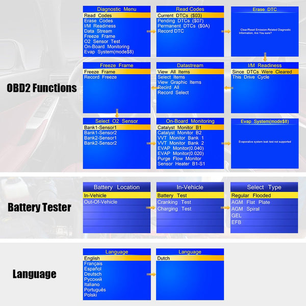 KW681 Car & Motorcycle Battery Tester OBDII Diagnostic Scann - Edragonmall.com