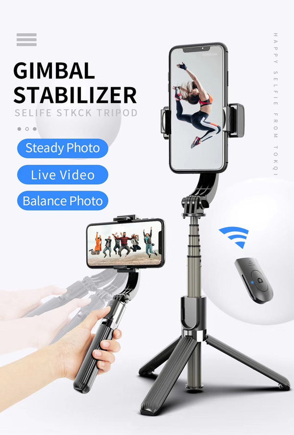 L08 Cradle head selfie stand Anti-Shake for iOS and Android | White - Edragonmall.com