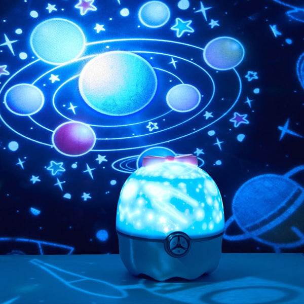 Lucky bird 7 kinds of pattern light Starry sky projector lamp night light romantic rotating music table lamp - Edragonmall.com
