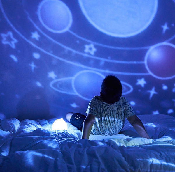 Lucky bird 7 kinds of pattern light Starry sky projector lamp night light romantic rotating music table lamp - Edragonmall.com