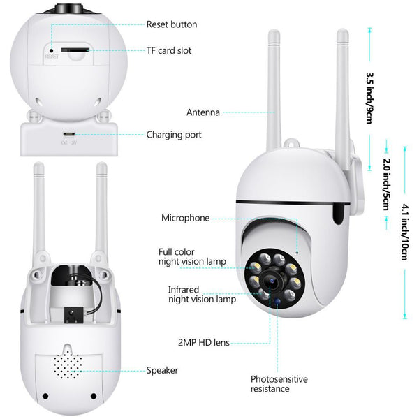 NIP-27 V380 APP 1080P Full color Wireless Camera HD IP Wireless CCTV Camera Waterproof Outdoor WiFi CCTV Security Cameras - Edragonmall.com