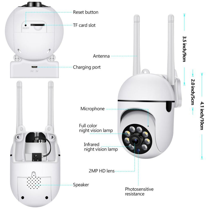 NIP-27 V380 APP 1080P Full color Wireless Camera HD IP Wireless CCTV Camera Waterproof Outdoor WiFi CCTV Security Cameras - Edragonmall.com