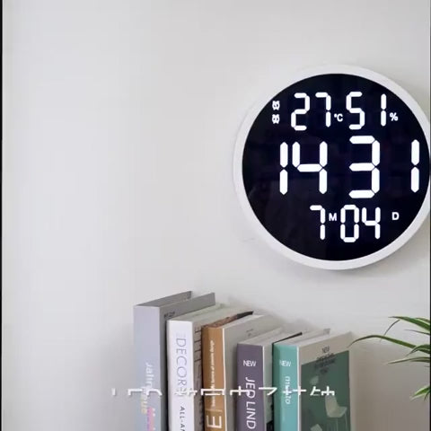 CRONY 6620 Wall clock 12 Inch LED Large Number Digital Wall Clock Temperature And Humidity Electronic Clock