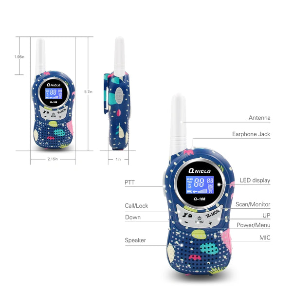 Crony The Q168 Plus Mini Walkie Talkie is a lightweight, portable communication device designed especially for children aged 3–8 years.