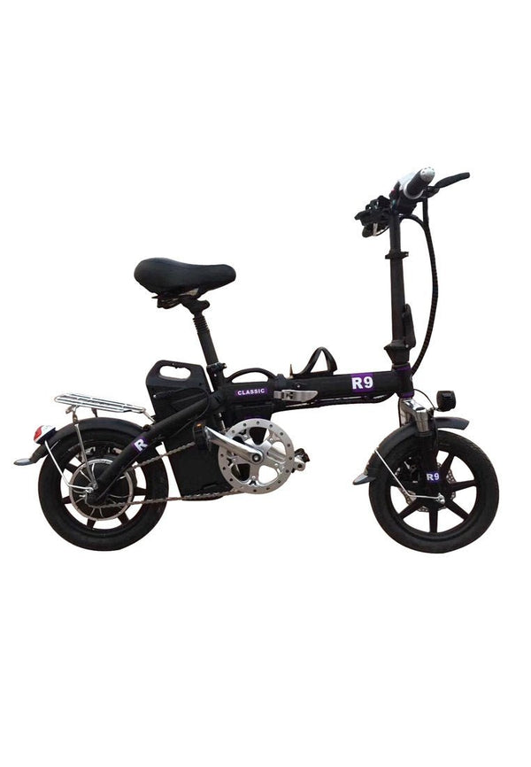 R9 Classic Electric Bike 48V All Aluminum Alloy Frame E-Bike with Front Headlight Perfect Substitute Of Auto -Black - Edragonmall.com