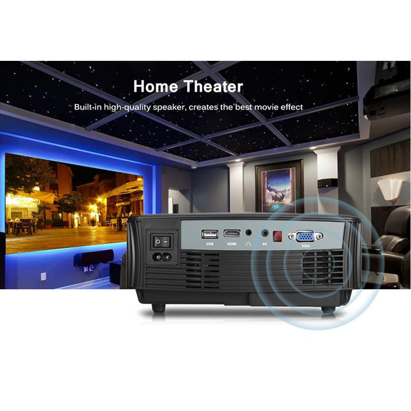 RD816 Portable LCD Projector Home Theater 1200 Lumens with Speaker Support 1080P for Meeting -White - Edragonmall.com