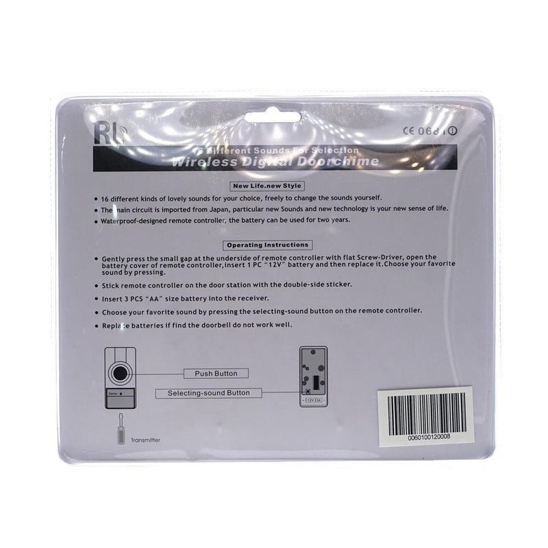 RL RL-3918B Wireless Digital Doorchime Loudly and Clear Voice Easy to Install -No battery - Edragonmall.com