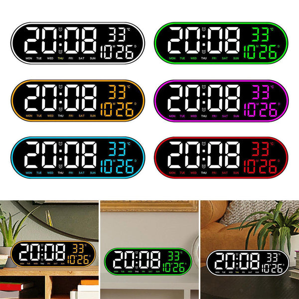 8021 Clock Digital Wall Clock Alarm Clock Wall Mounted Adjustable Temperature Digital Clock Remote Control for Home