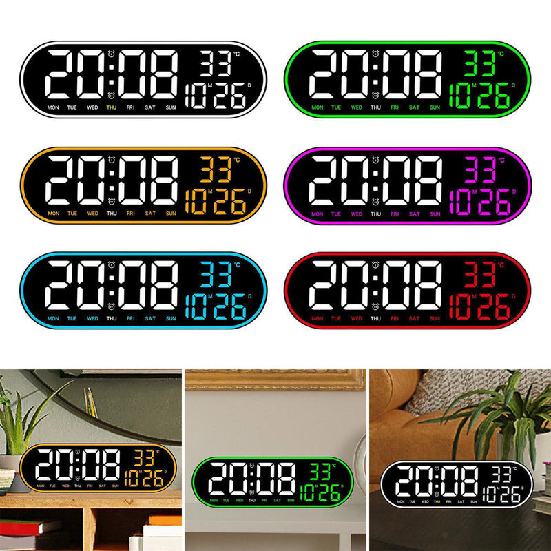 8021 Clock Digital Wall Clock Alarm Clock Wall Mounted Adjustable Temperature Digital Clock Remote Control for Home