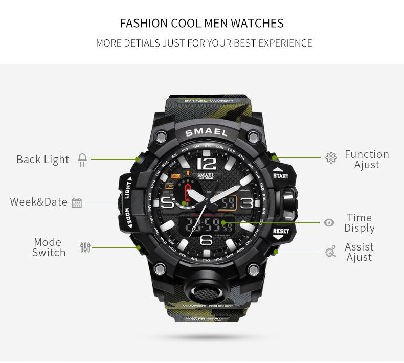 SB-008 Watch Movement Digital Waterproof Waterproof Watch High Quality Luxury Elegant Watches for Men electronic digital watch - Edragonmall.com
