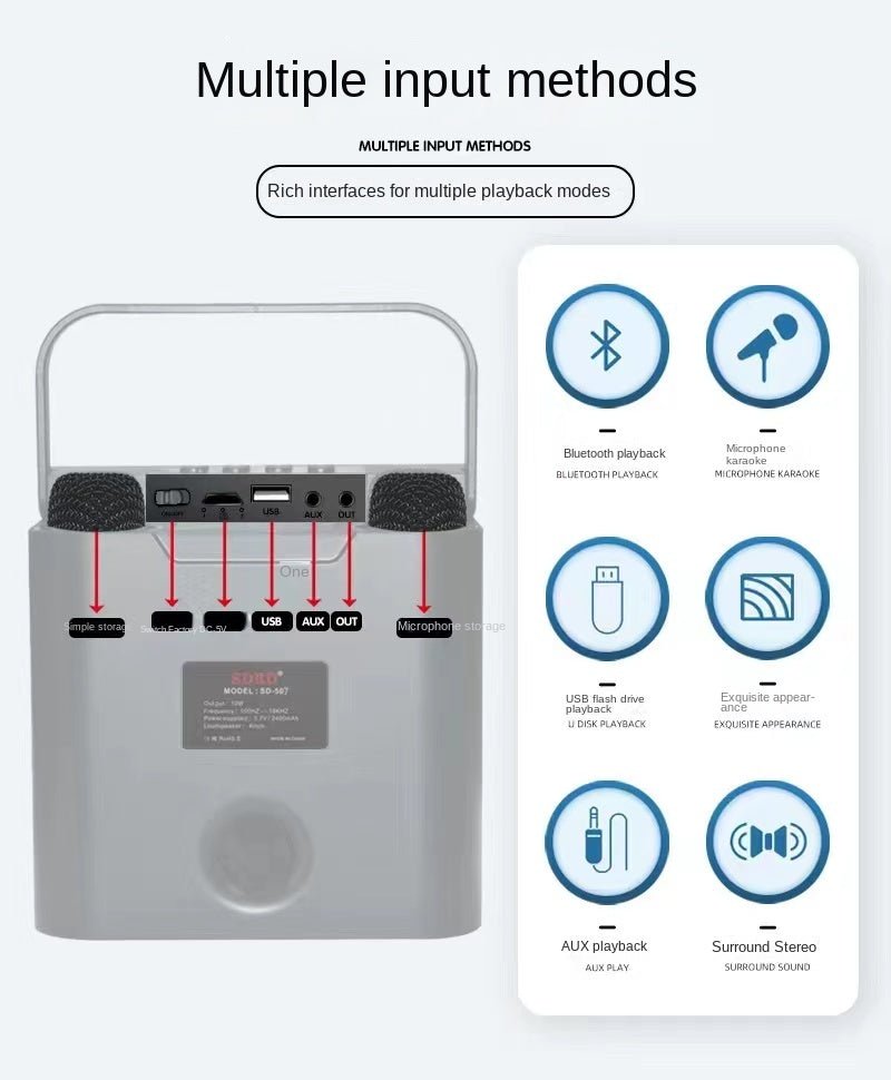 CRONY SD-507 BT Speaker Bt speaker high power karaoke pull rod multifunctional SUBWOOFER SPEAKER with wireless LED