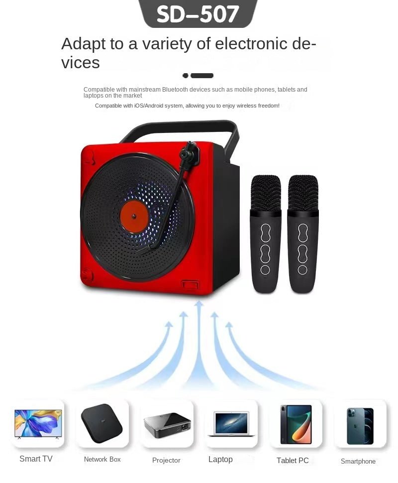 CRONY SD-507 BT Speaker Bt speaker high power karaoke pull rod multifunctional SUBWOOFER SPEAKER with wireless LED