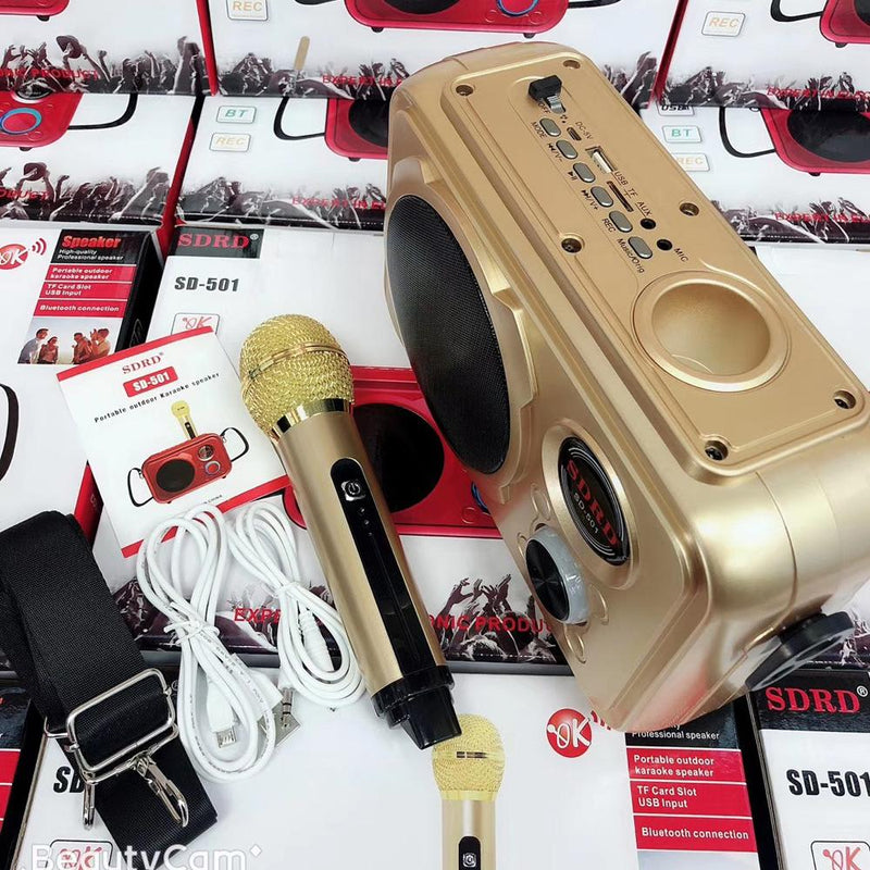 SDRD Sd-501 Home Speaker Microphone Integrated Single Sing Mobile Phone Karaoke | Gold - Edragonmall.com