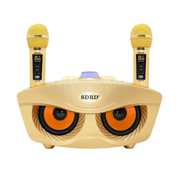 SDRD SD306 Plus 30W Karaoke Player Dual bluetooth 4.2 Speaker Family KTV Stereo Mic Big Sound Speaker with 2 Wireless Microphones-Grey - Edragonmall.com