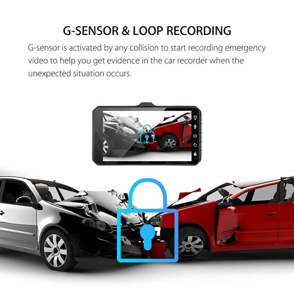 V3S Dual-Camera touch dashcam 1080P Full HD 4" IPS LCD Touch Screen Display Dual Lens Car Camera Car DVR - Edragonmall.com
