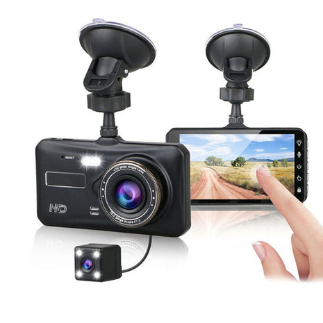 V3S Dual-Camera touch dashcam 1080P Full HD 4" IPS LCD Touch Screen Display Dual Lens Car Camera Car DVR