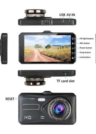 V3S Dual-Camera touch dashcam 1080P Full HD 4" IPS LCD Touch Screen Display Dual Lens Car Camera Car DVR