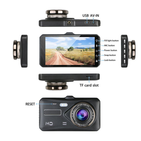 V3S Dual-Camera touch dashcam 1080P Full HD 4" IPS LCD Touch Screen Display Dual Lens Car Camera Car DVR