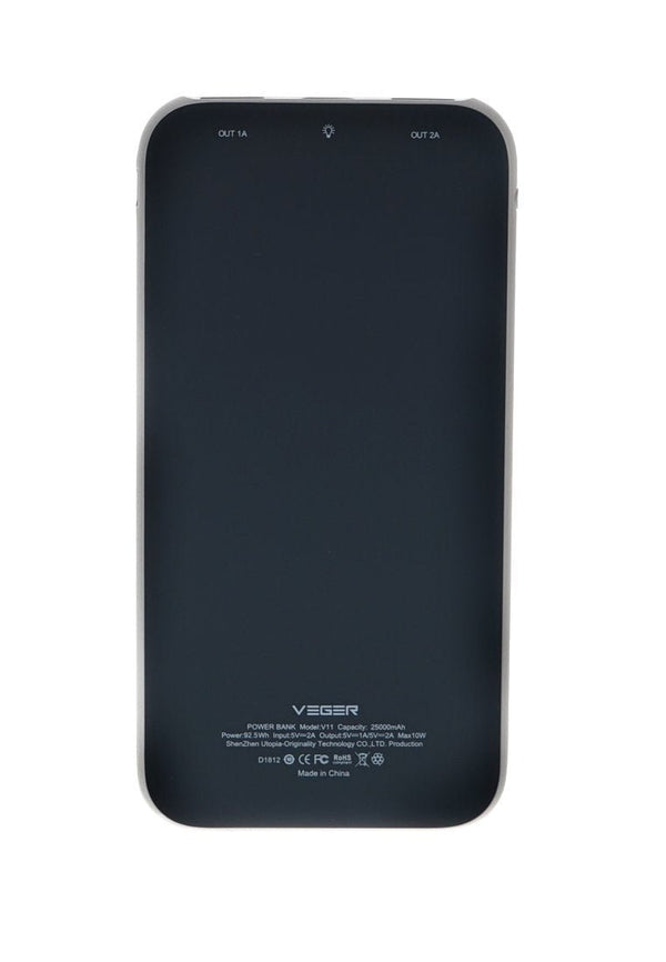 Veger V11 25000mAh 2 USB OUTPUT Power Bank for Smart Phones -black - Edragonmall.com