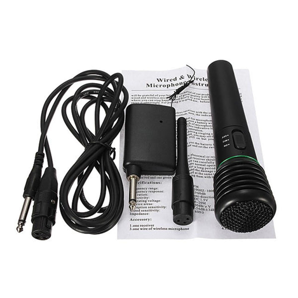 WM-308 Wired Wireless Dual-Use Microphone Portable Handheld Unidirectional Dynamic Microphone With Receiver For Stage Karaoke Studio - Edragonmall.com