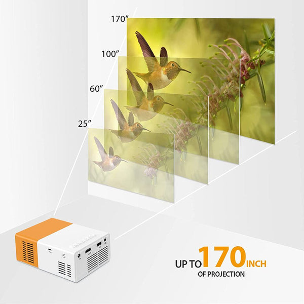 YG-300 LED Projector 400-600 Lumens 1080P Home Media Player With Remote Control -White - Edragonmall.com
