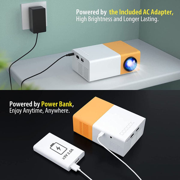 YG-300 LED Projector 400-600 Lumens 1080P Home Media Player With Remote Control -White - Edragonmall.com