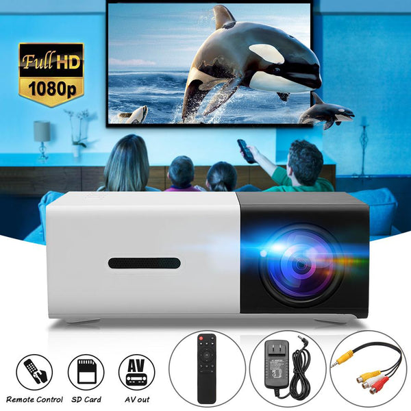 YG-300 LED Projector 400-600 Lumens 1080P Home Media Player With Remote Control -White - Edragonmall.com