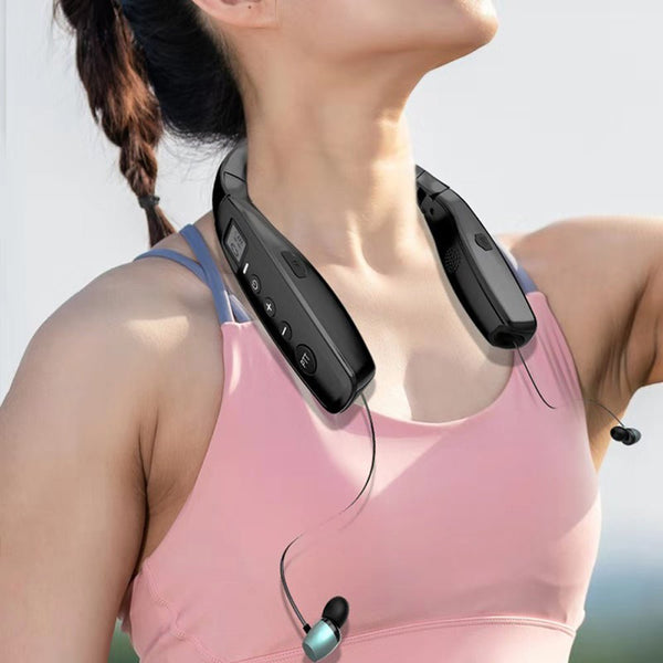 YIYAN 3W YI-669 Earphone walki-talk UHF Earphone Hanging Neck Walkie Talkie Foldable Bluetooth Headset - Edragonmall.com