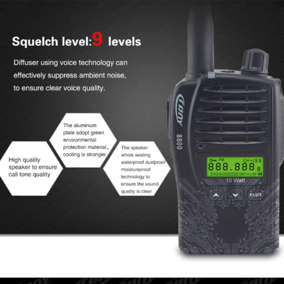 Crony 10W CY-8800 UHF Long Range Walkie Talkies 8-20km Two Way Radio Warterproof with headsets