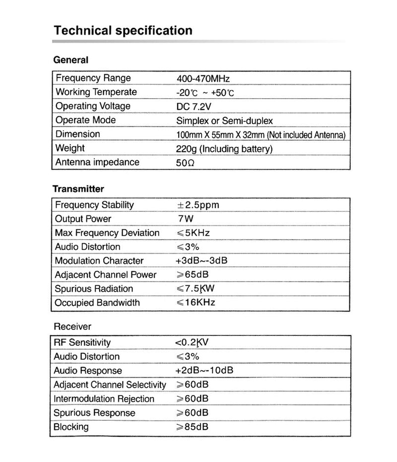 Crony 7W MT-777 UHF Long Range Walkie Talkie Rechargeable Protable Radio Wireless Radio 5-15km