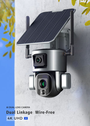 CRONY Y5 4G-4K-8MP-4X Solar Dual Linkage Battery PTZ Camera  8MP Wireless CCTV Camera Outdoor IP66 Waterproof Solar Dual Camera