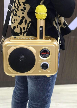 SDRD Sd-501 Home Speaker Microphone Integrated Single Sing Mobile Phone Karaoke | Gold