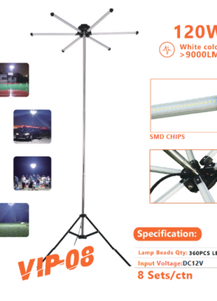 CRONY VIP-08 120W Outdoor Multi-Fuction Camping Picnic barbecue Six side Lamp full set light