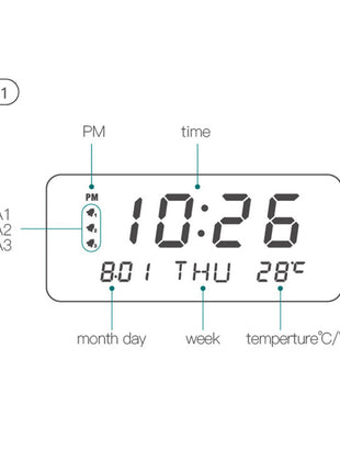 CRONY 1501 LED Perpetual Calendar Week Wooden Alarm Clock Thermometer Weekday Alarm Clock