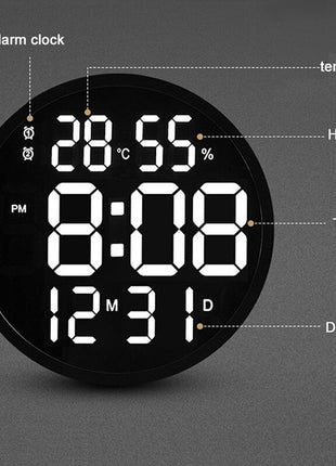 CRONY  12 Inch LED Large Number Digital Wall Clock Temperature And Humidity Electronic Clock Modern Design Decoration Home Office clock 6620