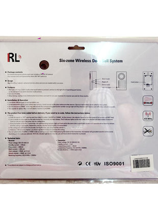 RL-05060 doorbell 6in1 doorbell The Six Zone Wireless Door Bell with Patented Power-Saving Technology