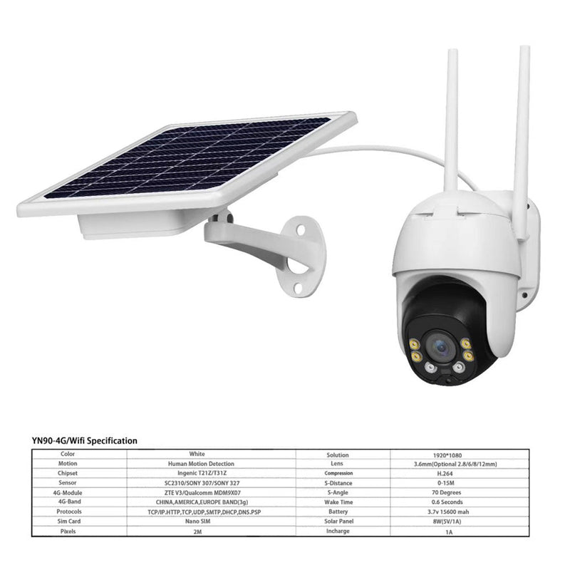 Crony YN90  Pro 24H Record Low power 4G solar camera 1080p Outdoor camera Wireless Surveillance