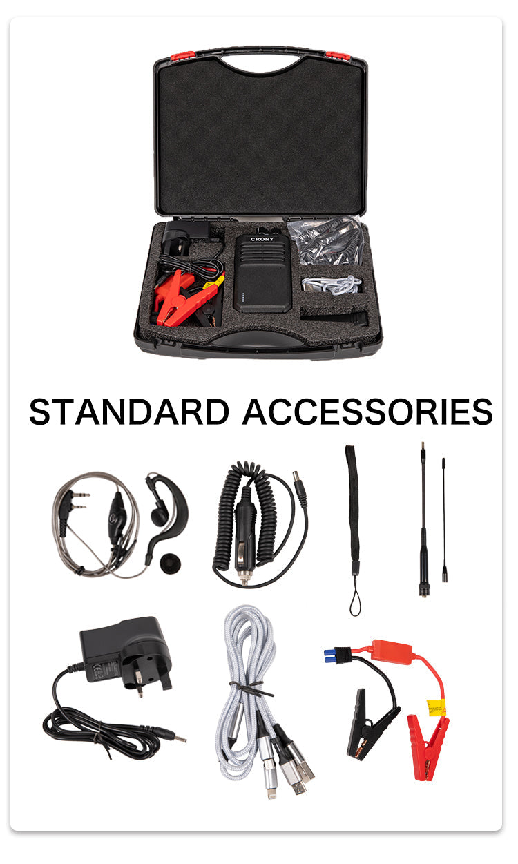Crony 25W P30 high power professional walkie talkie with car jump start LED emergency light 15-55km