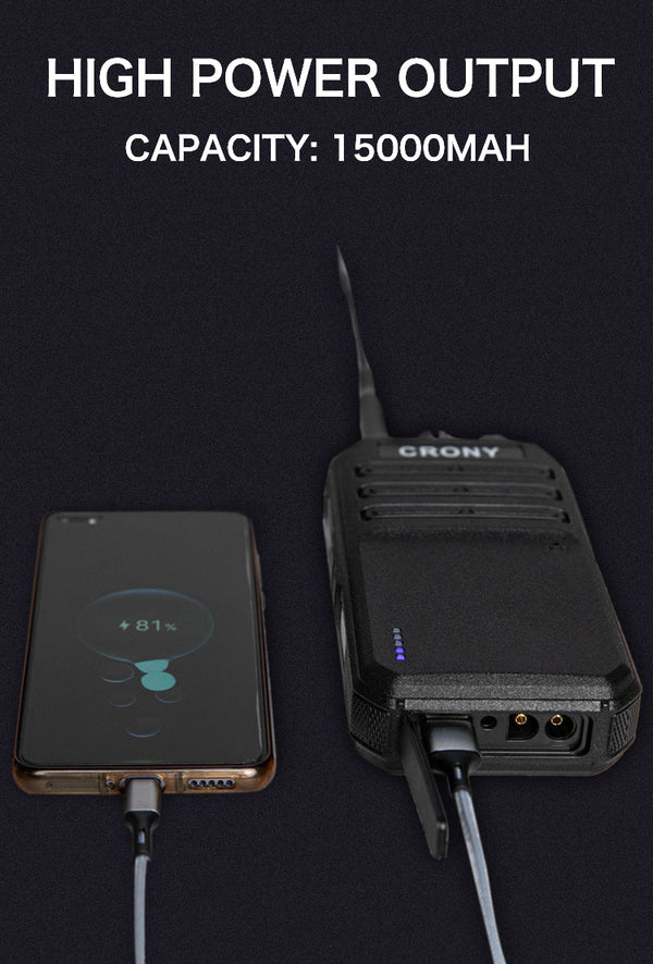 Crony 25W P30 high power professional walkie talkie with car jump start LED emergency light 15-55km