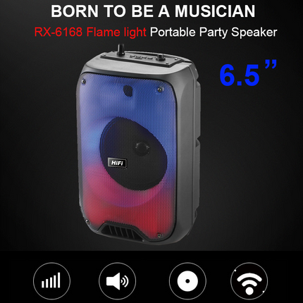 CRONY RX-6168 Speaker portable blututh speaker dancing speaker with flame light 10W party outdoor speaker