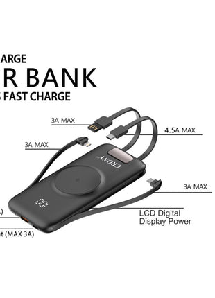 CRONY P2 Super fast charge + Wireless fast charge Comes with 4-wire QC3.0+PD+15W wireless charging 20000mAh  power bank