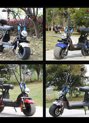 CRONY Small Harley two seat big tires with BT  1000w 60KM/H high power two wheels adult electric scooter motorcycle | UK Flag