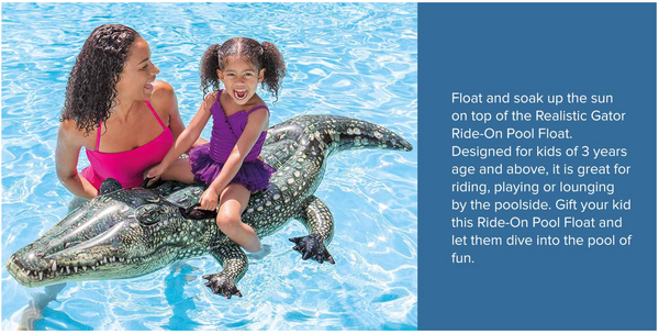 Realistic Gator Ride-On Pool Float 170 x 86cm TOYS
