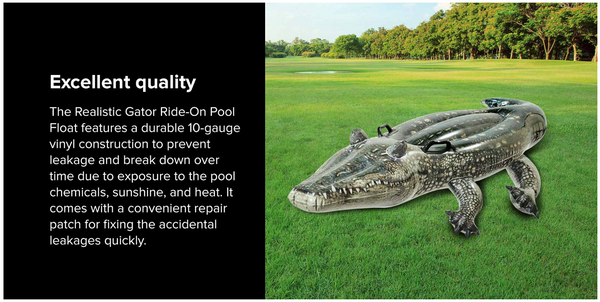 Realistic Gator Ride-On Pool Float 170 x 86cm TOYS