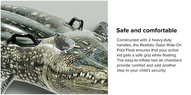 Realistic Gator Ride-On Pool Float 170 x 86cm TOYS