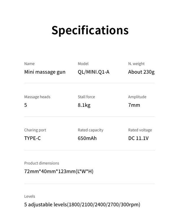 CRONY Q1 Mini Muscle massager gun handheld cordless portable full body muscle relaxation massage gun with Brushless Motor